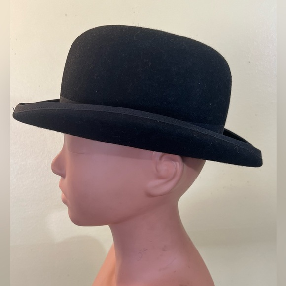 GEMVIE Black Derby Hat 100% Wool Theater Quality Hat Bowler Hat for Men Women - Picture 3 of 8